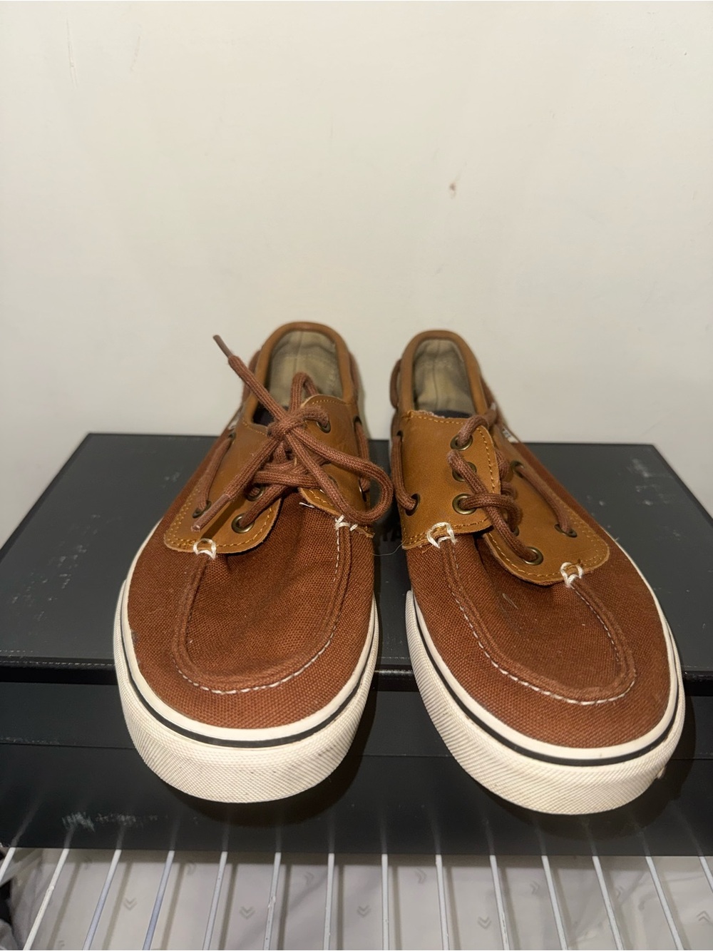 Men's Vans Brown Canvas Boat Shoes